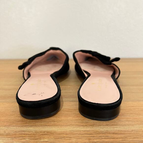 Kate Spade Faryn Black Suede Slip On Ruffle Mules Size 7.5 - Picture 5 of 15